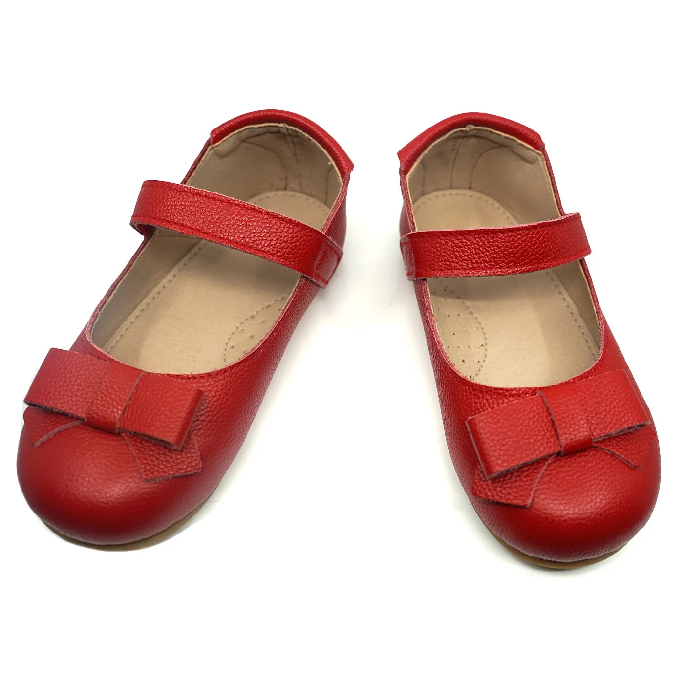 Cleo Leather Bow Ballet Shoe Red