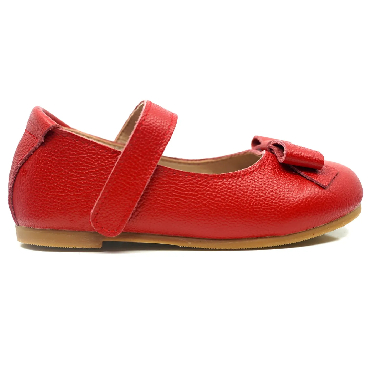 Cleo Leather Bow Ballet Shoe Red