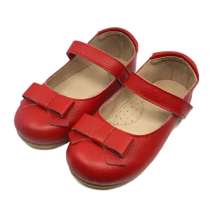Cleo Leather Bow Ballet Shoe Red