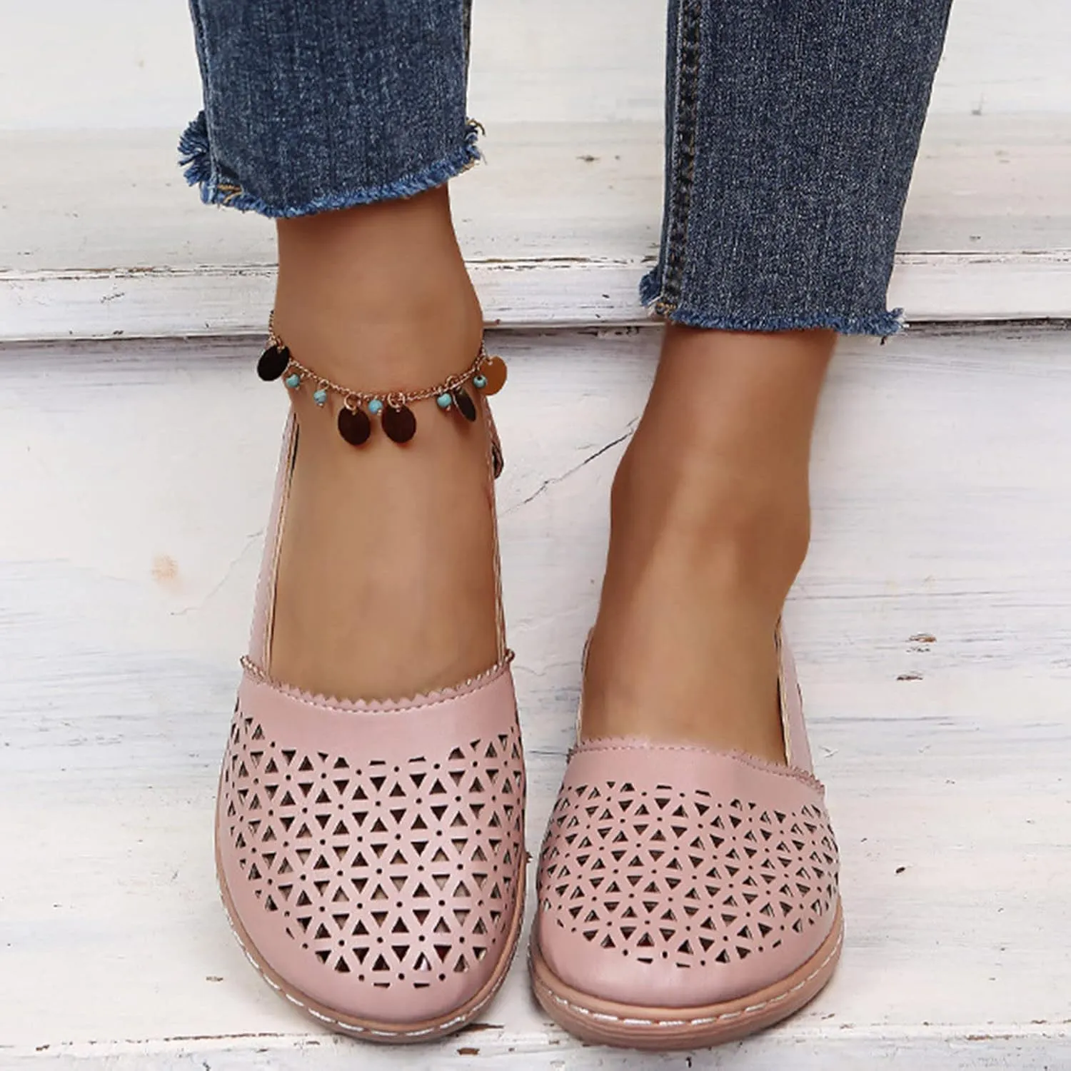 Comfortable Platform Sandals for Women Solid Round Head Closed Toe Hollow Out Breathable Slip-on Casual Shoes Summer Lightweight Wedge Sandalias