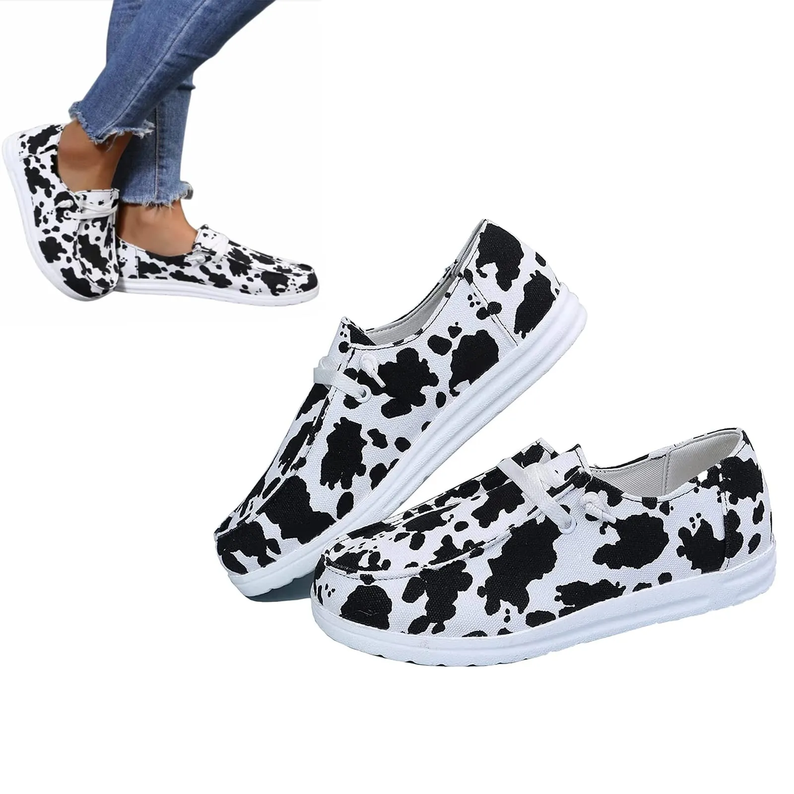 Cow Print or Leporad print Shoes New Canvas Sneakers for Women