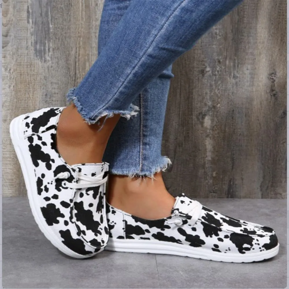 Cow Print or Leporad print Shoes New Canvas Sneakers for Women