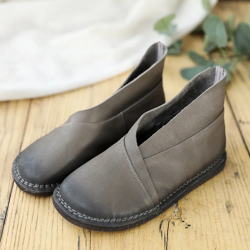Cowhide Soft Bottom Retro Flats| Gift Shoes
