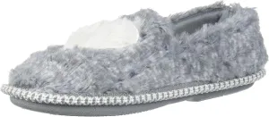 Dearfoams Unisex-Child Mia Kids faux faux fur Closed Back with Heart Detail Slipper