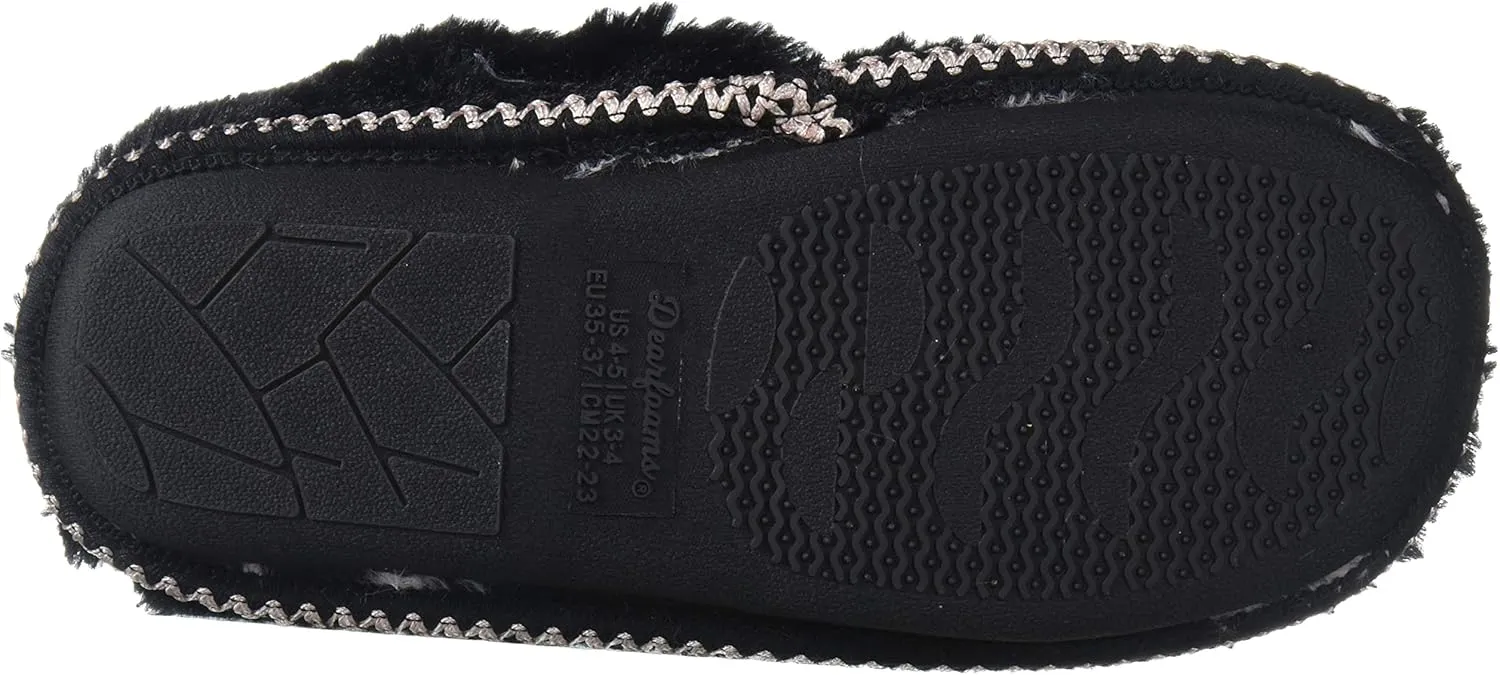 Dearfoams Unisex-Child Mia Kids faux faux fur Closed Back with Heart Detail Slipper