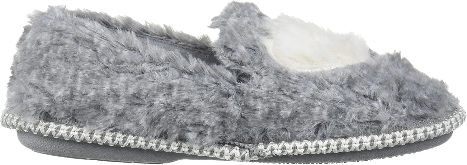 Dearfoams Unisex-Child Mia Kids faux faux fur Closed Back with Heart Detail Slipper