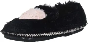 Dearfoams Unisex-Child Mia Kids faux faux fur Closed Back with Heart Detail Slipper