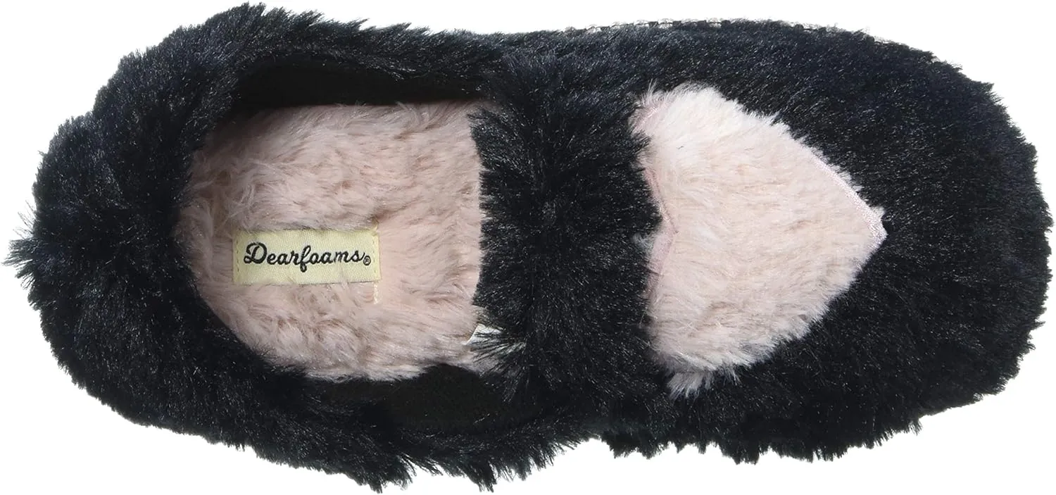 Dearfoams Unisex-Child Mia Kids faux faux fur Closed Back with Heart Detail Slipper