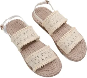 Espadrilles Rattan Sandals for Women Platform Raffia Sandals Straw Woven Slingback Dress Shoes Slip on House Slippers Lightweight Breathable Open Toe Casual Walking Slides Summer Beach Party Vacation