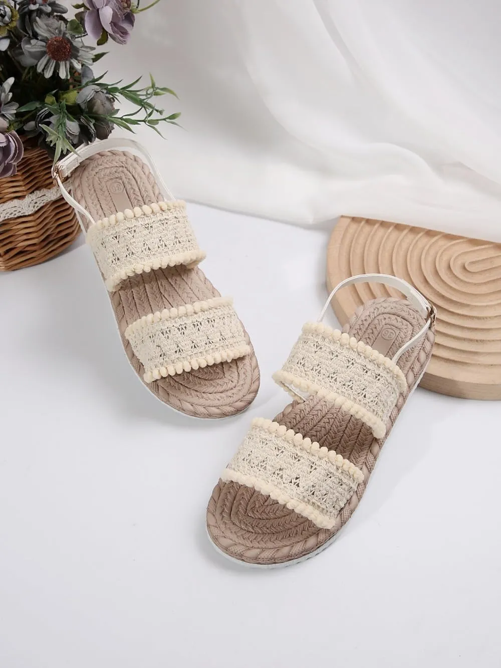 Espadrilles Rattan Sandals for Women Platform Raffia Sandals Straw Woven Slingback Dress Shoes Slip on House Slippers Lightweight Breathable Open Toe Casual Walking Slides Summer Beach Party Vacation
