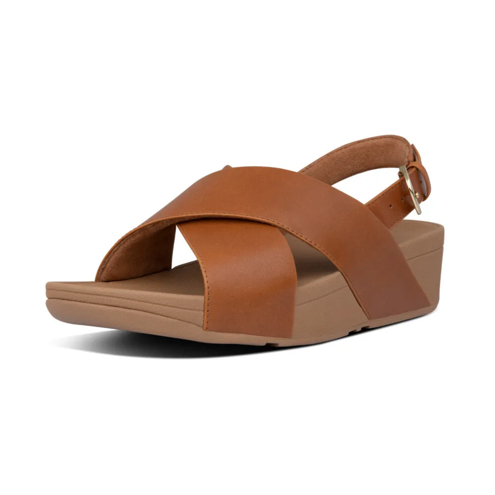 FitFlop Lulu Leather Cross Back Strap Sandals Light Tan