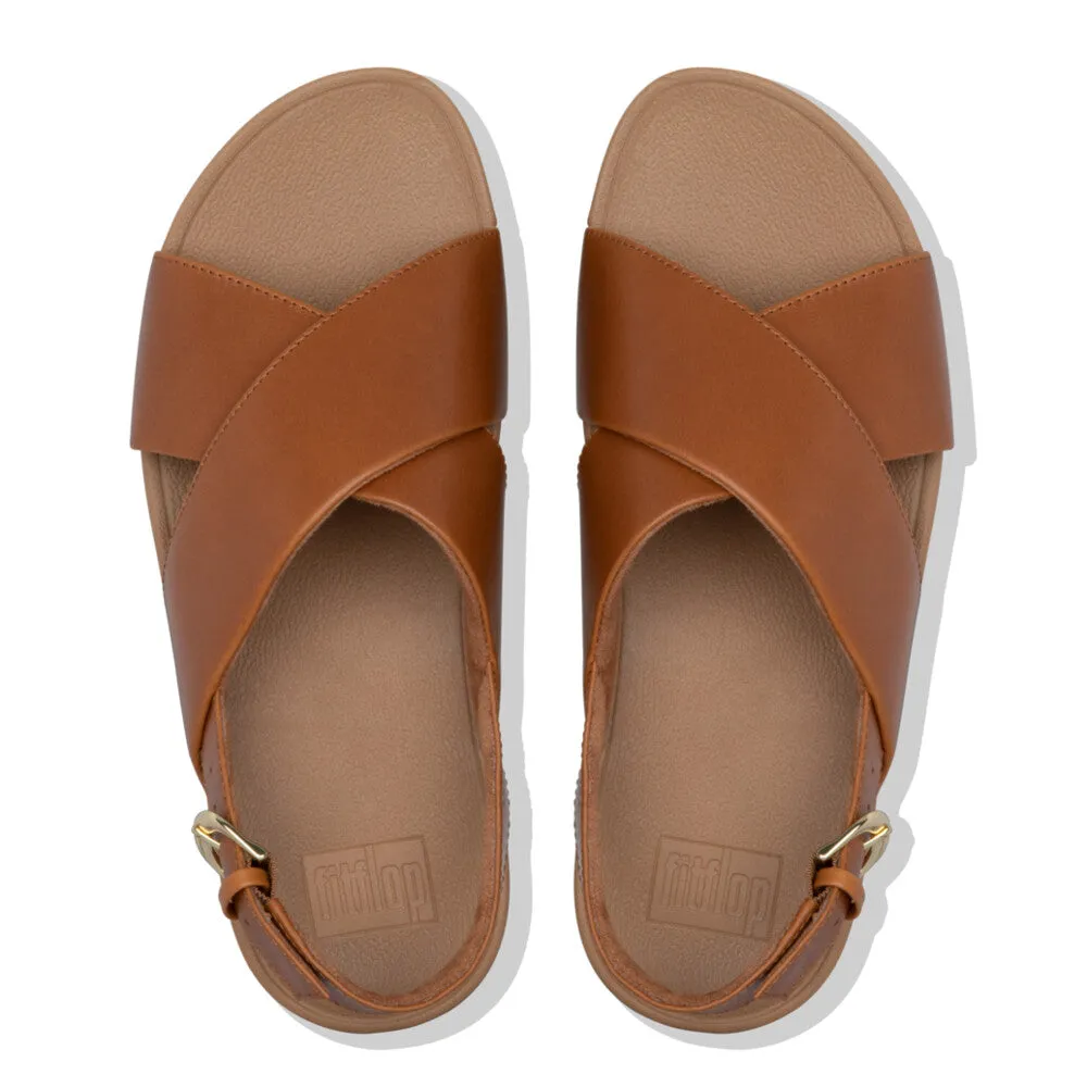 FitFlop Lulu Leather Cross Back Strap Sandals Light Tan