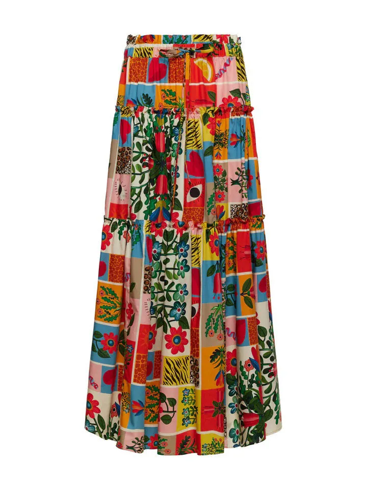FRANCO FERRARI - COTTON TIERED MAX SKIRT