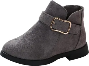 Girl Boots Kids Ankle Boots Warm Side Zipper Boots Low Heel Short Booties Winter Snow Boots Toddler Anti-Slip Shoes