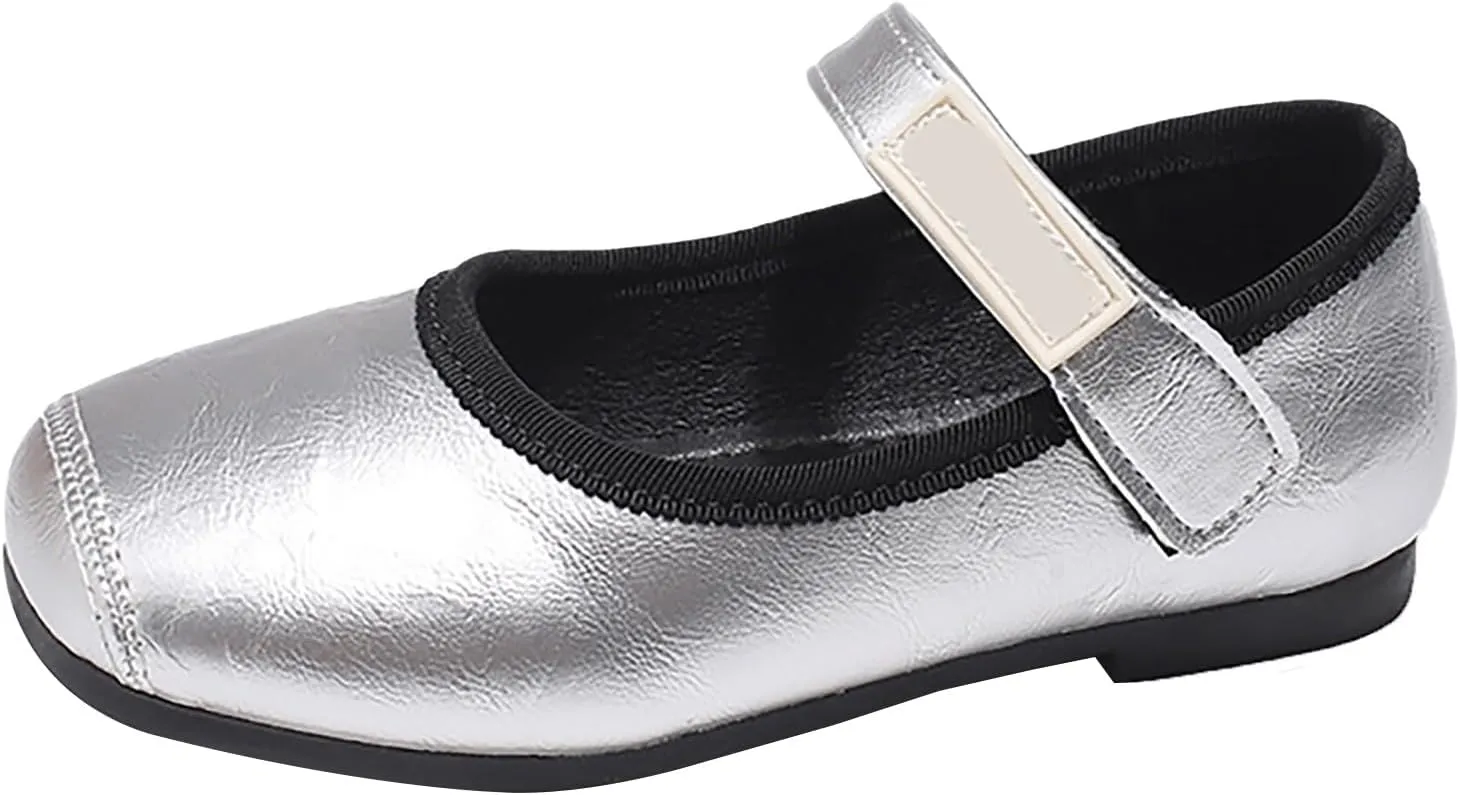 Girls Dress Shoes Soft Sole Mary Jane Sparkly Ballet Flats for Kids Princess Shoes Dress-Up Party Wedding School