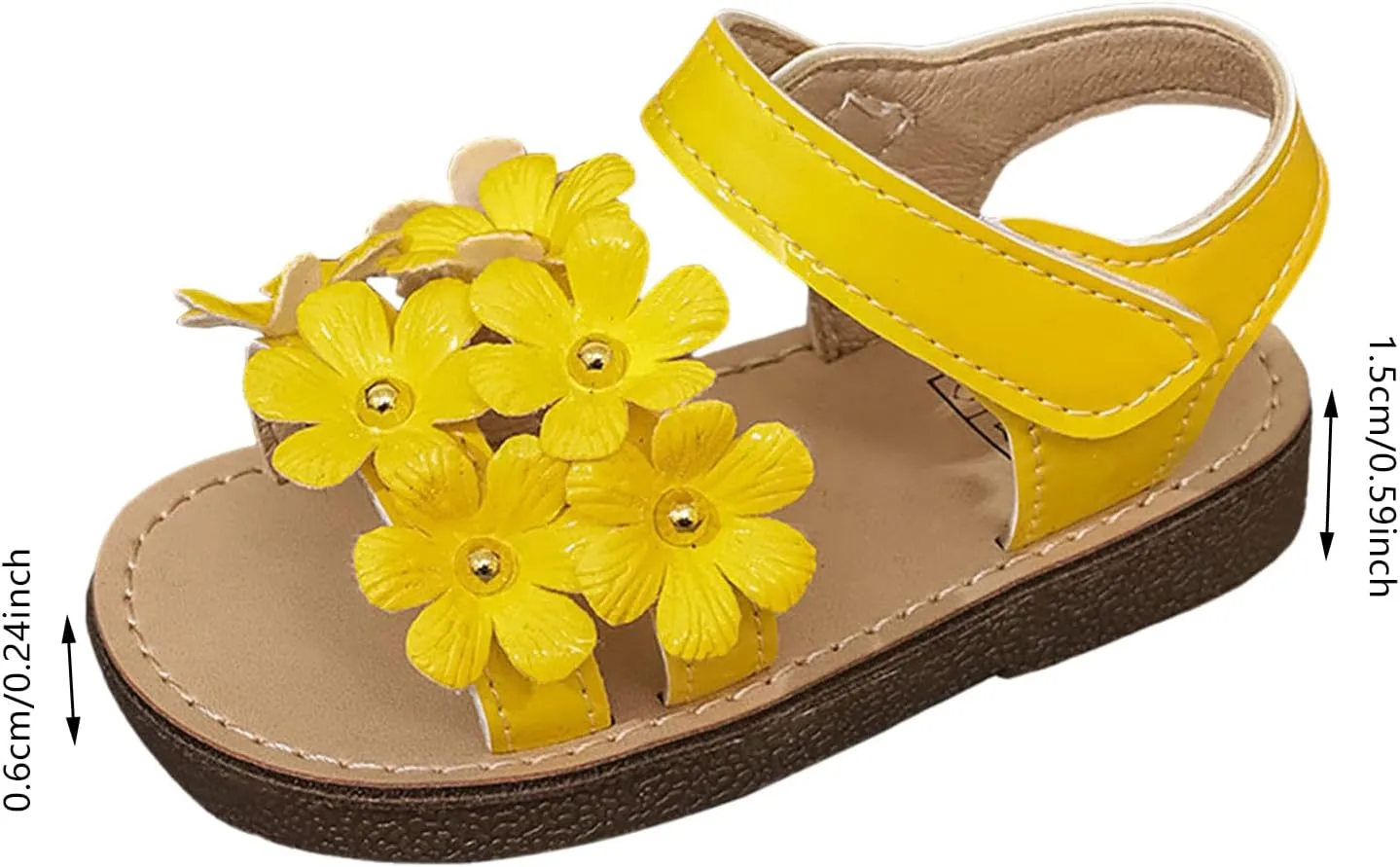 Girls Flat Sandals with Adjustable Ankle Strap Girls Shoes Comfortable Soft Bottom Open Toe Sandals Fashionable Flower Princess Casual Double Slip On Slide