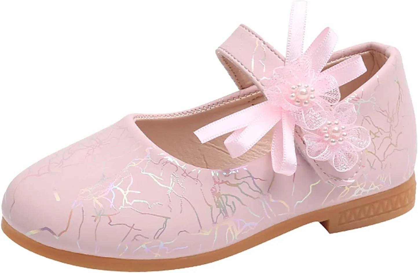 Girls Mary Jane Communion Shoes Flower Girls Princess Ballerina Flat Dress Shoes for School/Wedding/Party/Feast