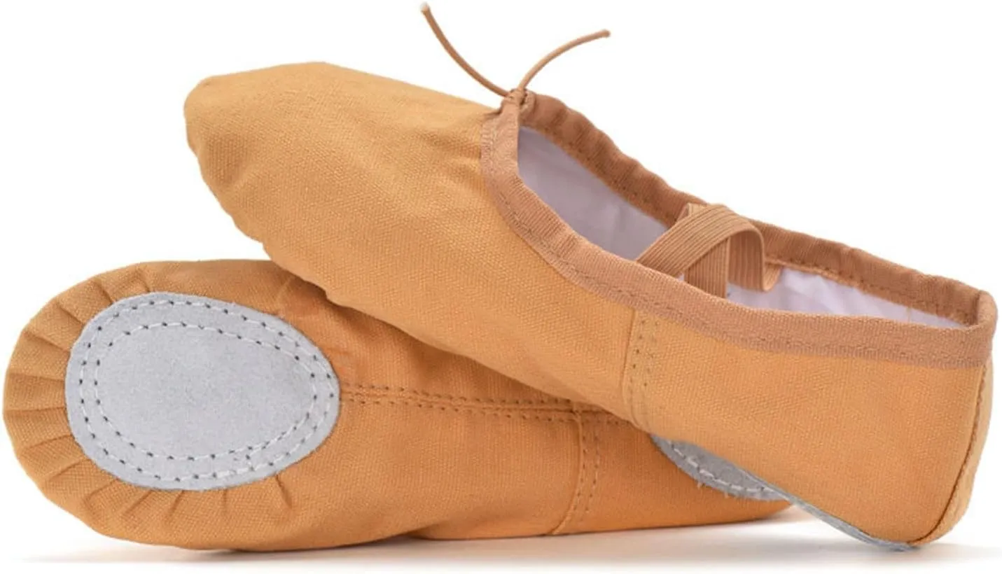 Girl's Performance Dance Shoe Canvas Ballet Shoes for Girls Soft Lightweight with Elastic Laces for Gymnastics