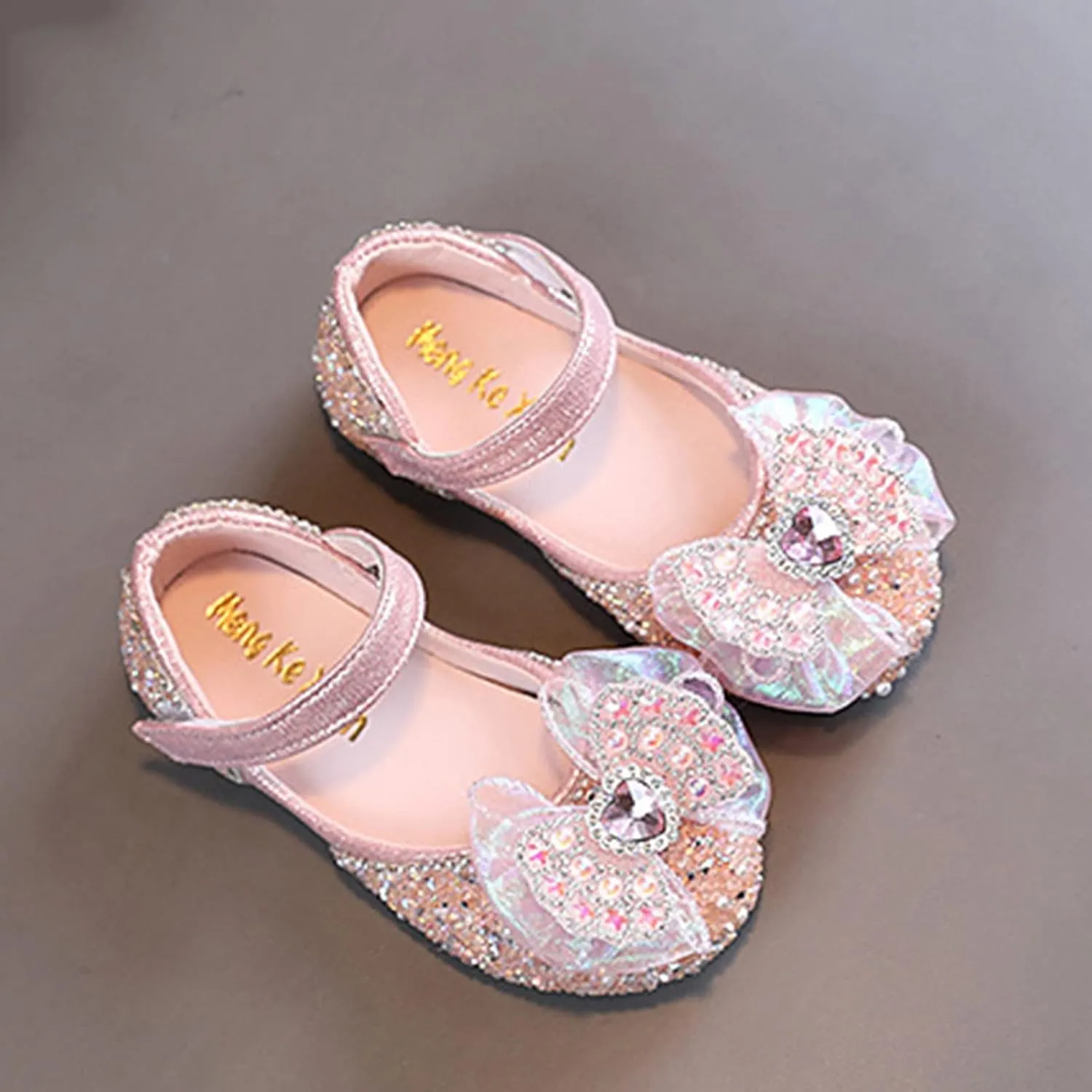 Girls Sandals Glitter Mary Jane Dress Shoes Low Heel Sequins Princess Sandals Bowknot Wedding Party Shoes
