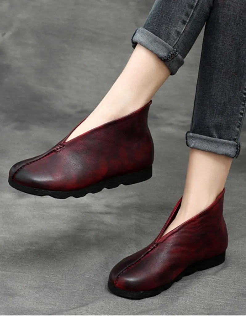 Handmade Soft Leather Comfortable Retro Flat Boots