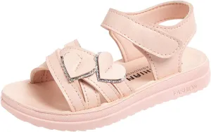 Heart Decorative Thick Sole Sandals for Girls Fashion Soft Sole Open Toe Comfortable Princess School Party Shoes