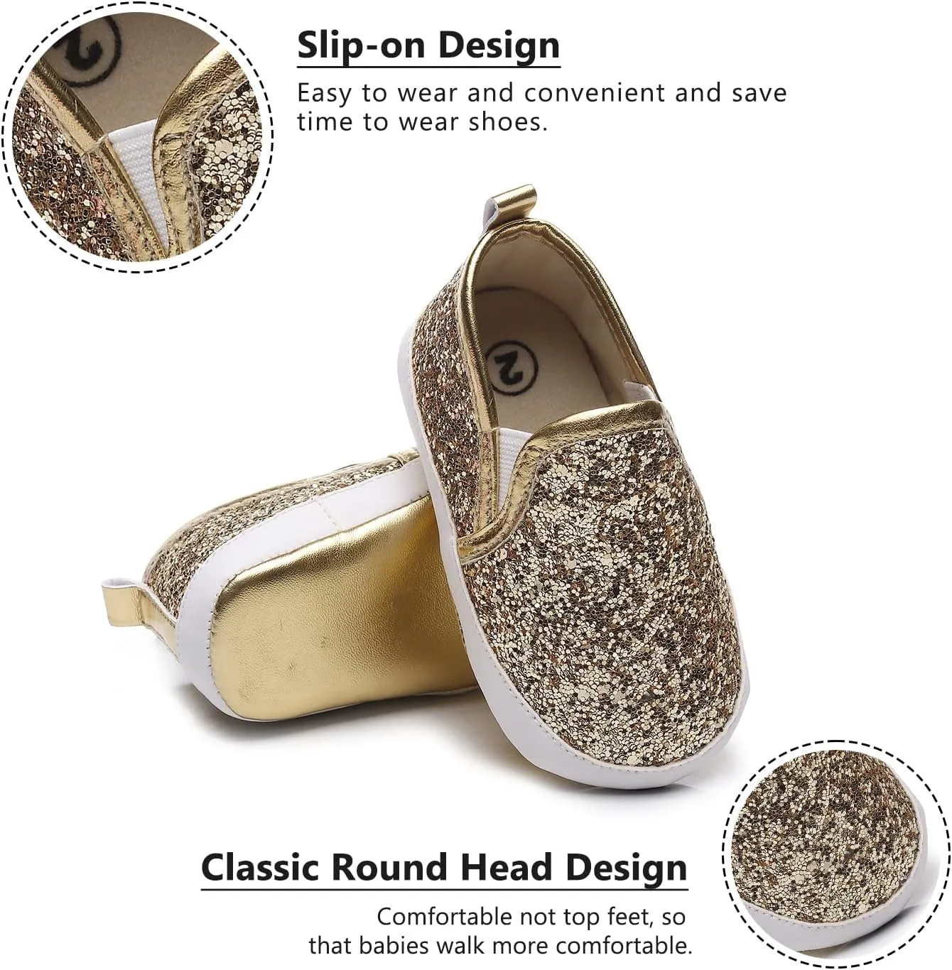 HONGTEYA Baby Boys Girls Shoes Infant Sneakers Baby Moccasins Pu Leather Soft Sole Anti-Slip Flats Toddlers First Walkers Newborn Crib Shoes Tennis Sports Shoes Outdoor Indoor