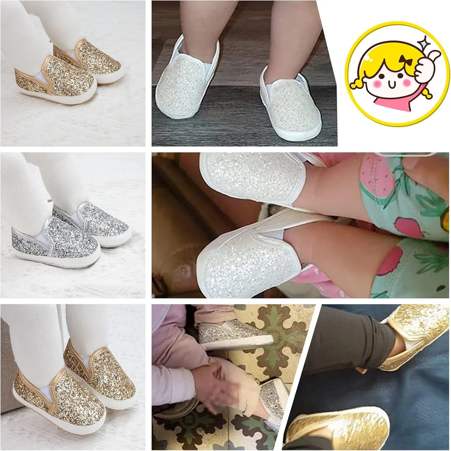HONGTEYA Baby Boys Girls Shoes Infant Sneakers Baby Moccasins Pu Leather Soft Sole Anti-Slip Flats Toddlers First Walkers Newborn Crib Shoes Tennis Sports Shoes Outdoor Indoor