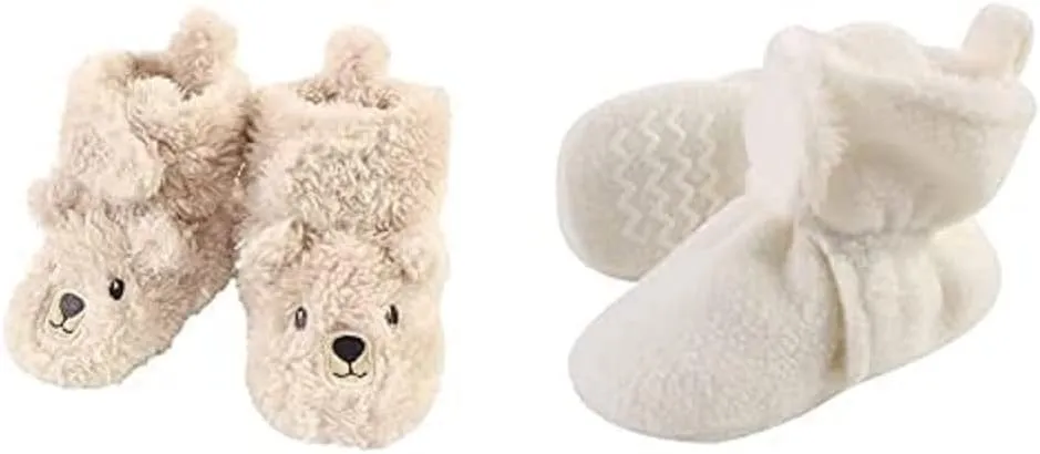 Hudson Baby Cozy Fleece and Sherpa Booties, 2-Pack