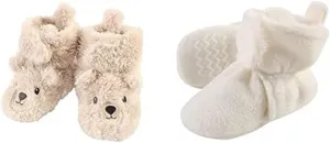 Hudson Baby Cozy Fleece and Sherpa Booties, 2-Pack