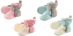 Hudson Baby Cozy Fleece Booties, 4-Pack