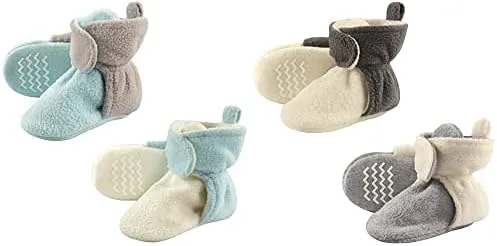 Hudson Baby Cozy Fleece Booties, 4-Pack