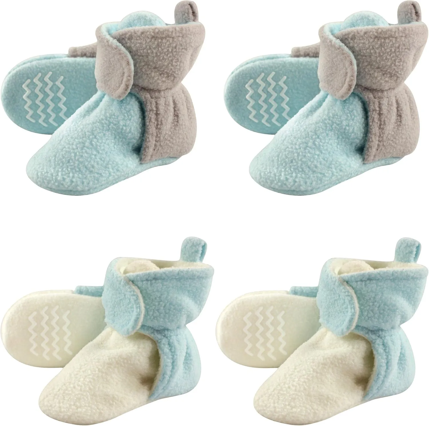 Hudson Baby Fleece Toddler Slipper Booties with Non Skid Bottom, 4 Pack