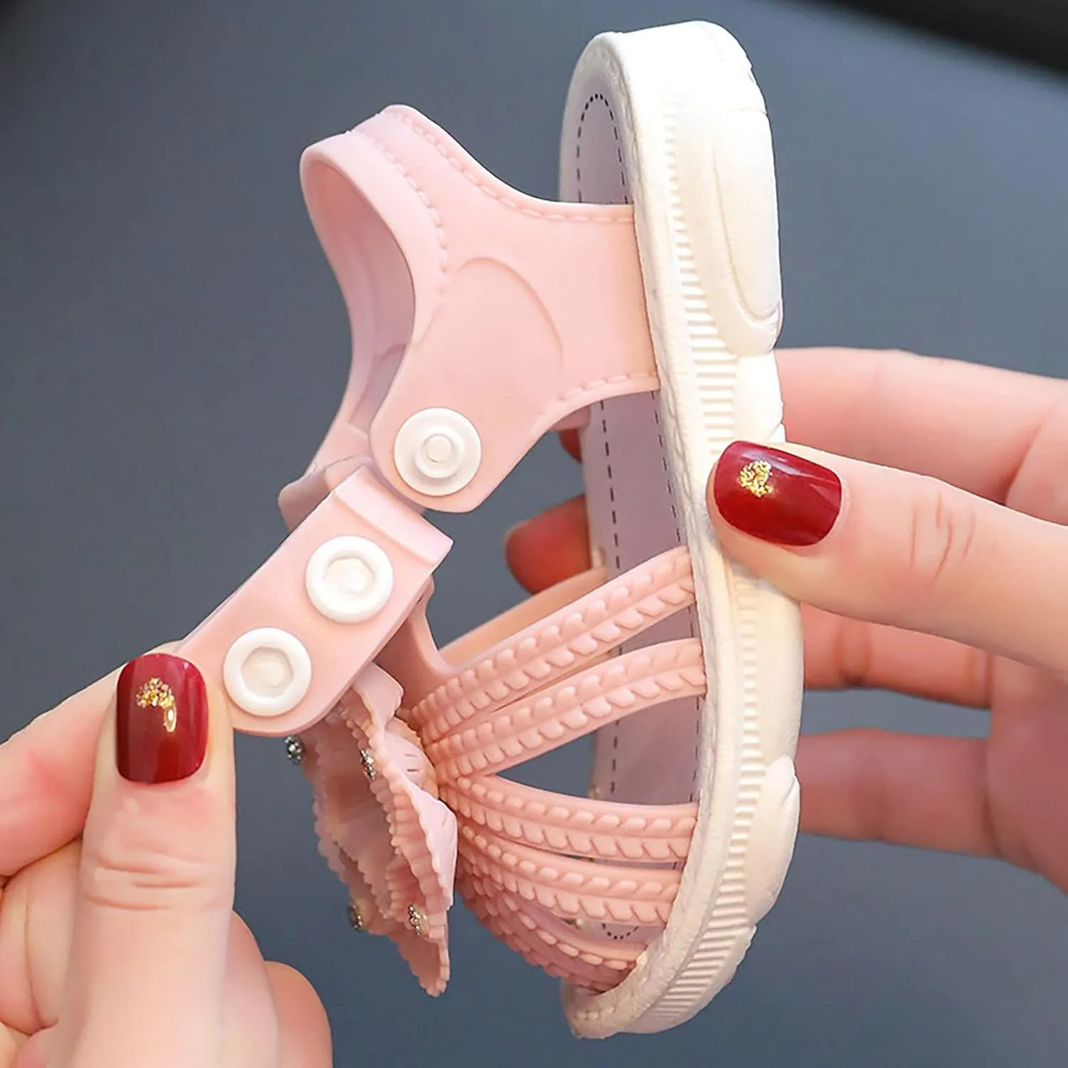 Infant Baby Girls Bowknot Closed Toe Soft Sole Sandals Toddler Non Slip Outdoor Shoes 2025 Summer Fashion Footwear