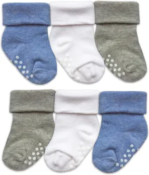 Jefferies Socks Baby Boys Girls Toddler Non Skid Turn Cuff Socks 6 Pair Pack