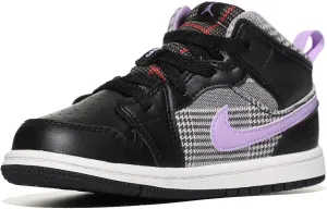 Jordan Baby Girl's 1 Mid (Toddler) Black/Lilac/White/Metallic Silver 4 Toddler M