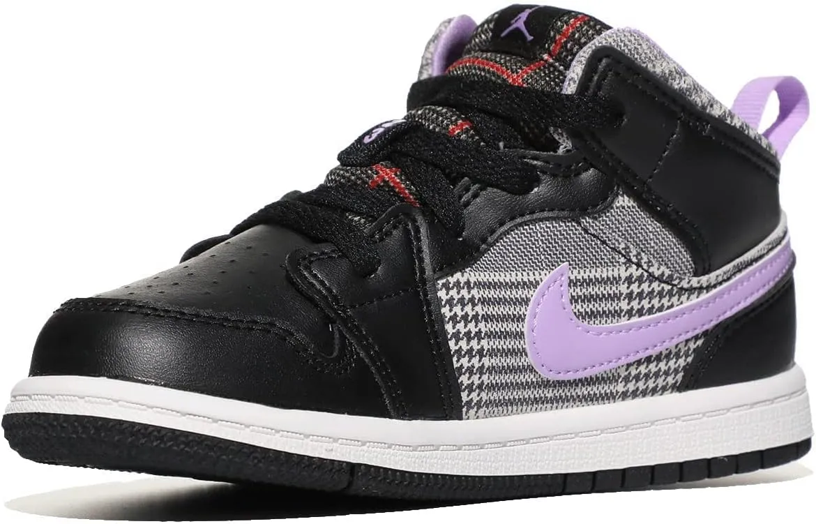 Jordan Baby Girl's 1 Mid (Toddler) Black/Lilac/White/Metallic Silver 4 Toddler M