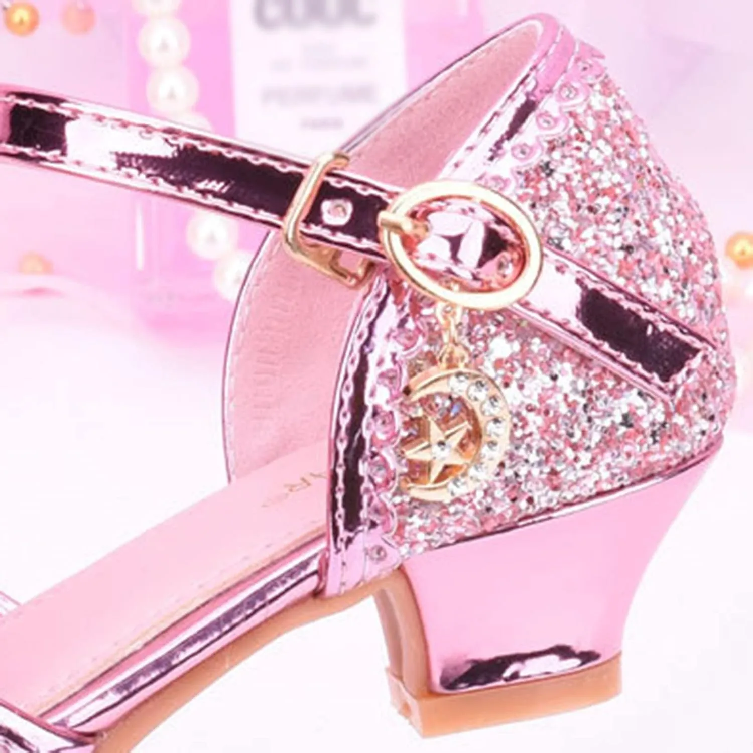 Kids Girls Party Wedding Sandals rystal Heels Open Toe Bow Formal Dress Shoes Princess Bridesmaid Shining Sandals