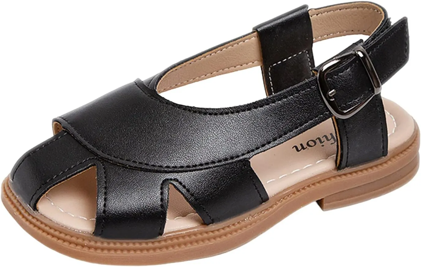Kids Soft Closed Toe Leather Sandals Girls Boys Lightweight Hollow Holiday Beach Outdoor Beach Sport Water Shoes