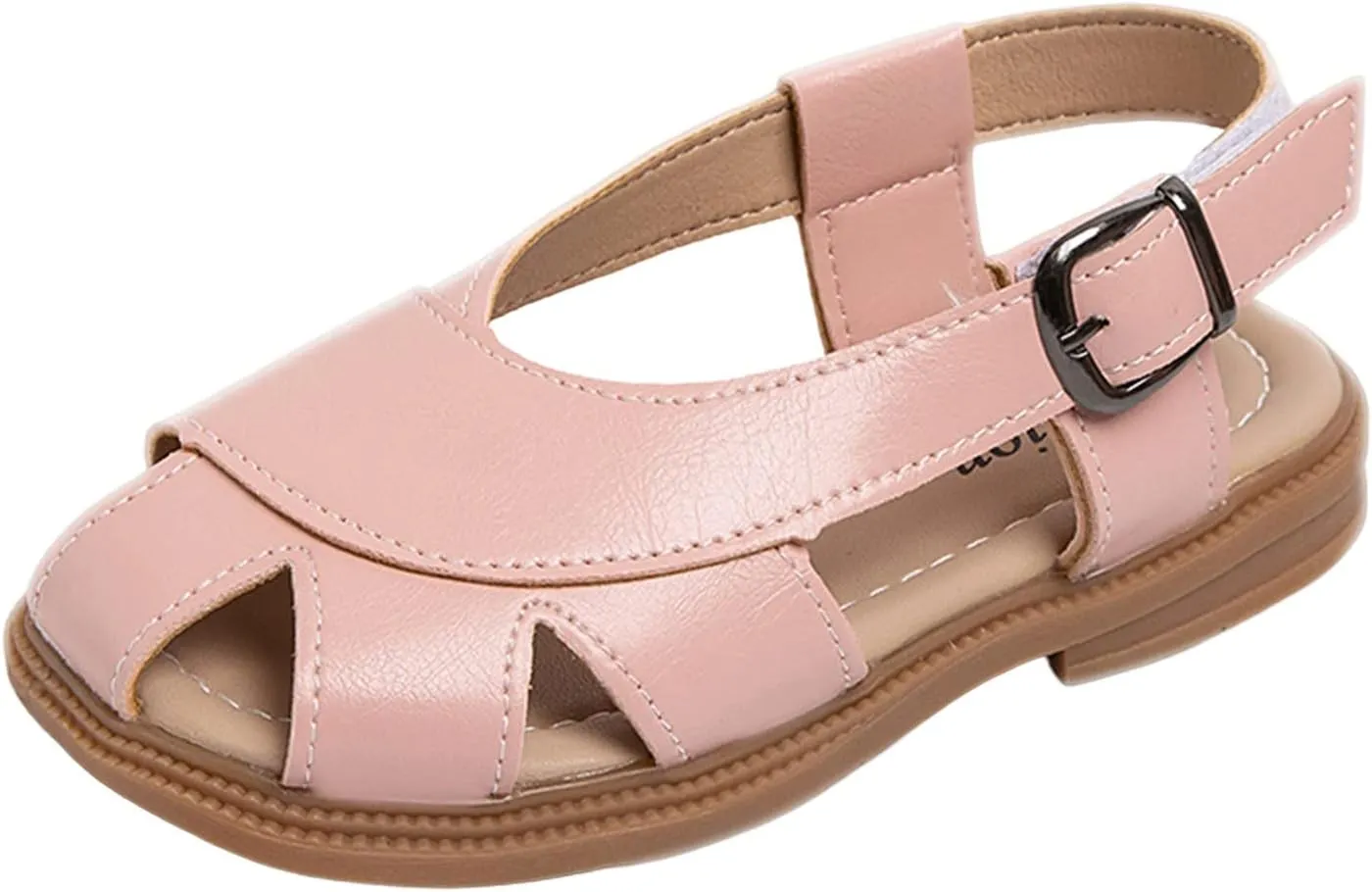 Kids Soft Closed Toe Leather Sandals Girls Boys Lightweight Hollow Holiday Beach Outdoor Beach Sport Water Shoes
