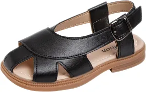 Kids Soft Closed Toe Leather Sandals Girls Boys Lightweight Hollow Holiday Beach Outdoor Beach Sport Water Shoes