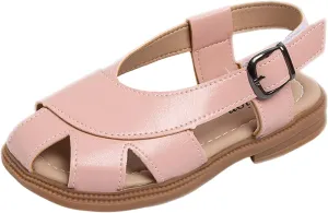 Kids Soft Closed Toe Leather Sandals Girls Boys Lightweight Hollow Holiday Beach Outdoor Beach Sport Water Shoes