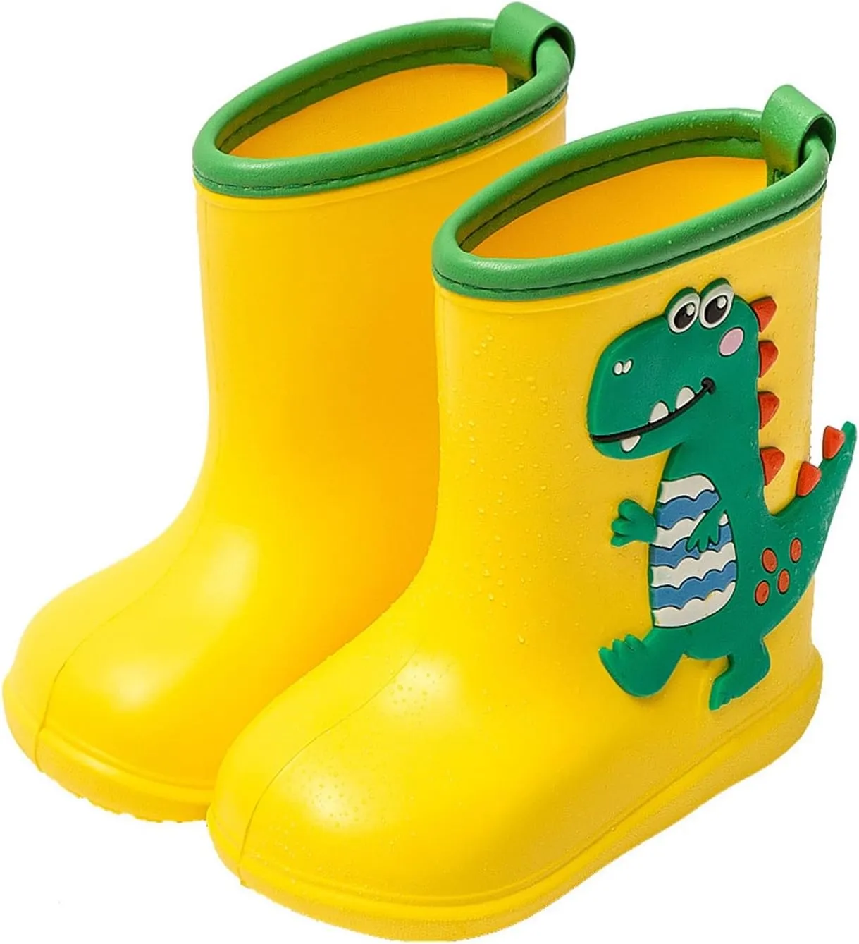 Kids Waterproof Rain Boots Toddler Rubber Sole Cute 3D Dinosaur Pull On Rainboots Boys Girls Soft Water Shoes