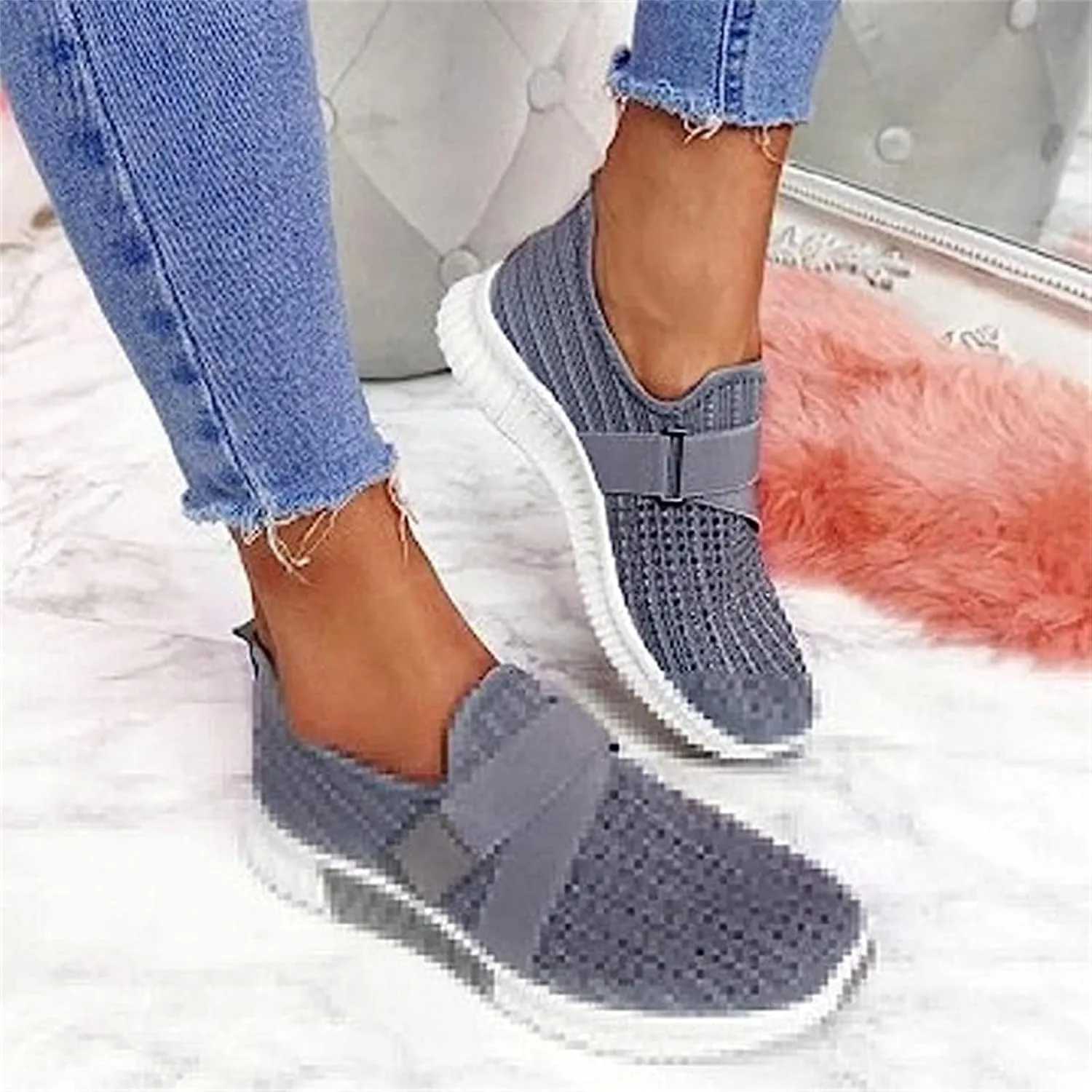 Ladmiple Tennis Shoes Womens Slip Ons Sneakers Walking Running Breathable Lightweight Mesh Gym Non Slip Workout Shoes