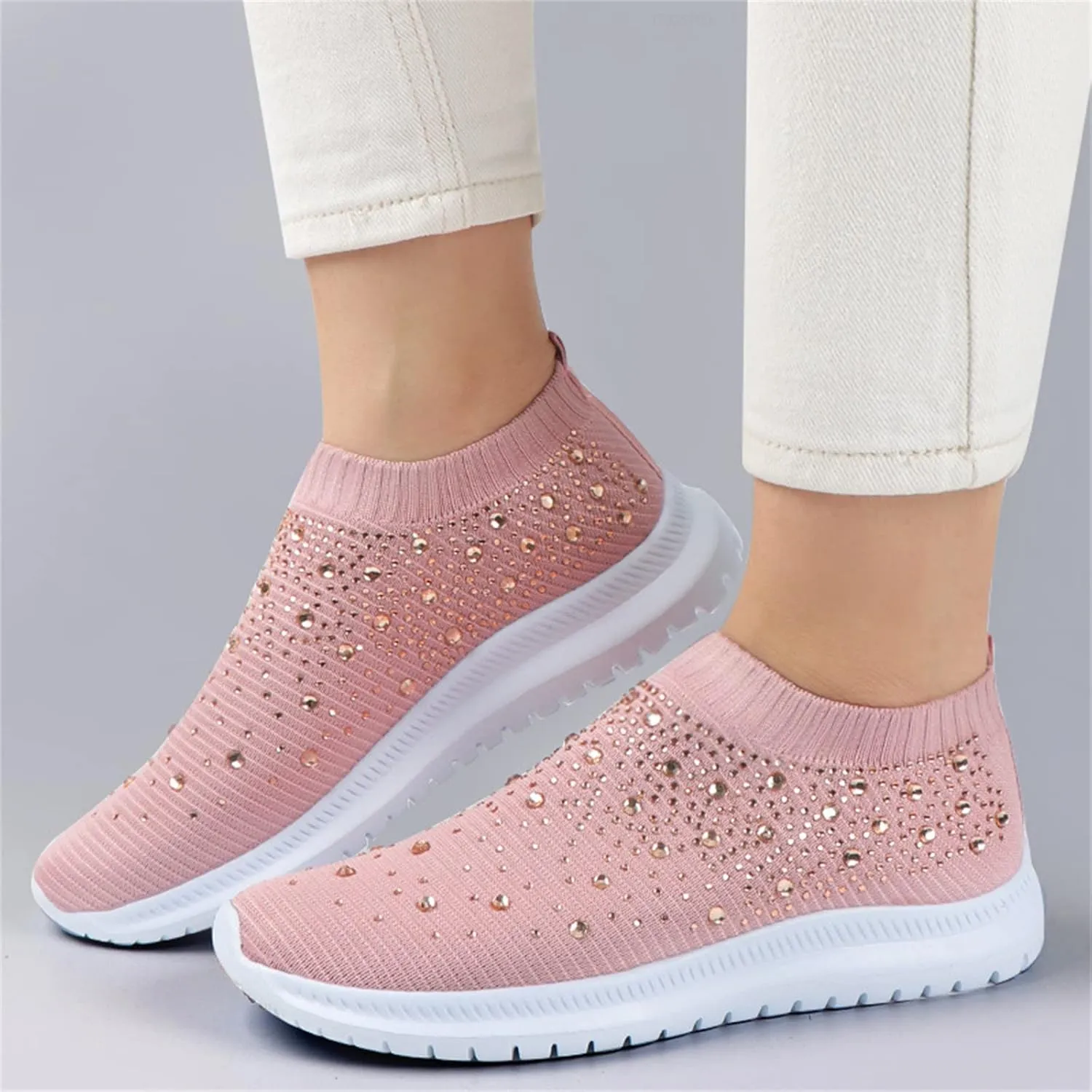 Ladmiple Walking Sneakers For Women Wide Width Athletic Running Shoes Slip On Mesh Athletic Tennis Workout Sneakers