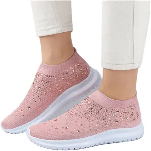 Ladmiple Walking Sneakers For Women Wide Width Athletic Running Shoes Slip On Mesh Athletic Tennis Workout Sneakers