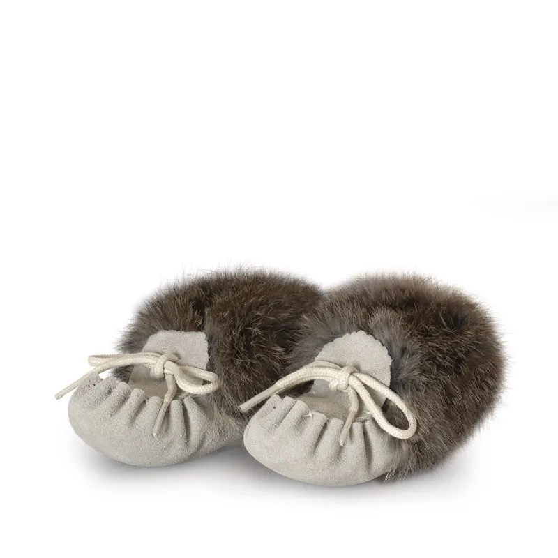 Laurentian Chief Fur Collar Baby Moccasins