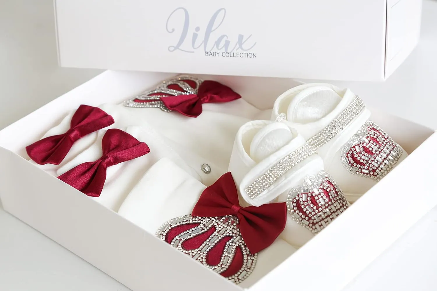 Lilax Baby Boy Jewels Crown Layette 4 Piece Gift Set 0-3 Months