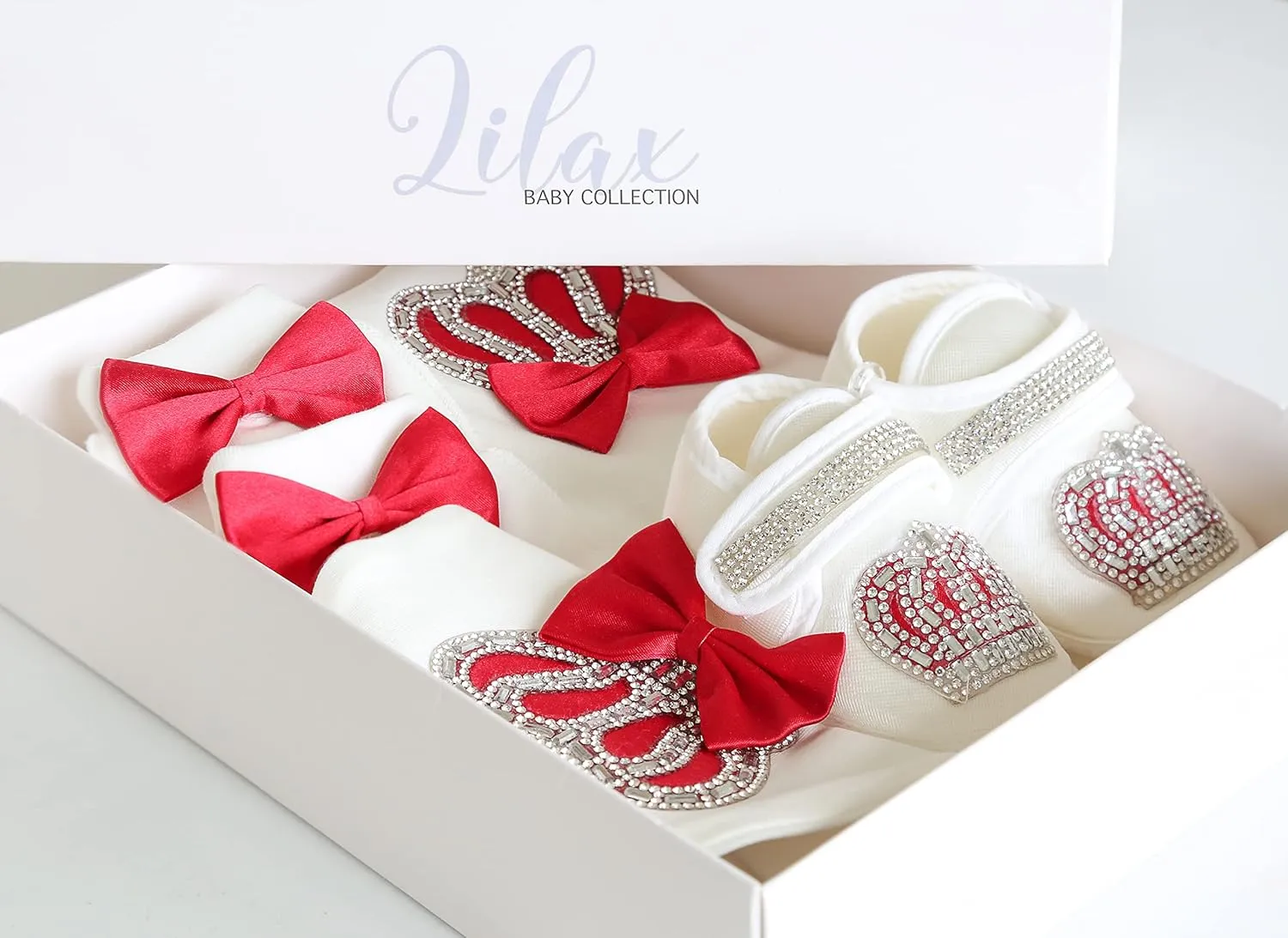 Lilax Baby Boy Jewels Crown Layette 4 Piece Gift Set 0-3 Months