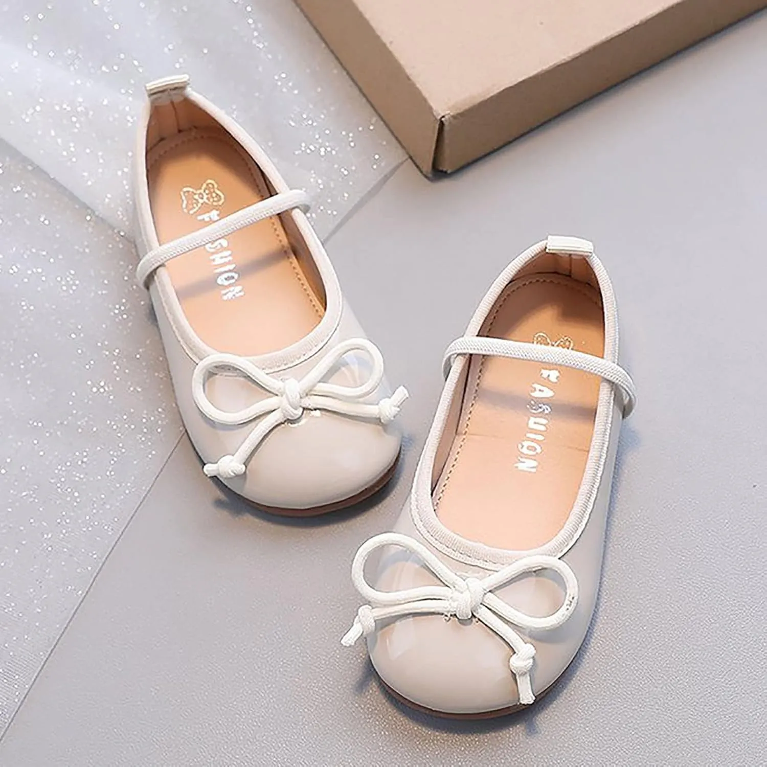 Little Girl Mary Jane Dress Shoes Toddler Girls School Shoes Soft Sole Non Slip Faux Leather Shoes Bowknot Flats