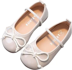 Little Girl Mary Jane Dress Shoes Toddler Girls School Shoes Soft Sole Non Slip Faux Leather Shoes Bowknot Flats